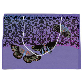 GIFT BAG BLACK ANTIQUE SNÖRE CHINESE BUTTERFLIES