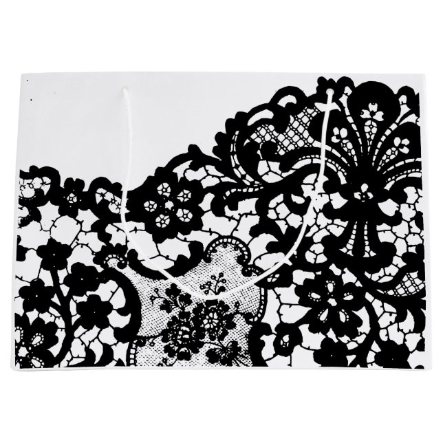 GIFT BAG BLACK OCH WHITE SNÖRE (Framsidan)