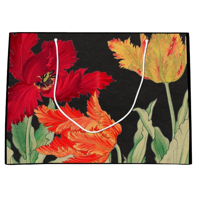 GIFT BAG BLACK WITH JAPANESE POPPIES (Framsidan)