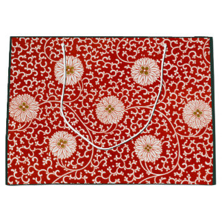 GIFT BAG CHINESE BLOMMIGT TRINT IN RED AND WHITE