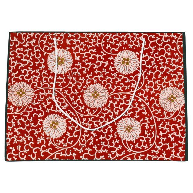 GIFT BAG CHINESE BLOMMIGT TRINT IN RED AND WHITE (Framsidan)