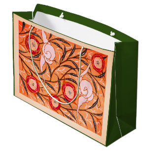 GIFT BAG CHINESE BLOMMÖNSTER IN ORANGE