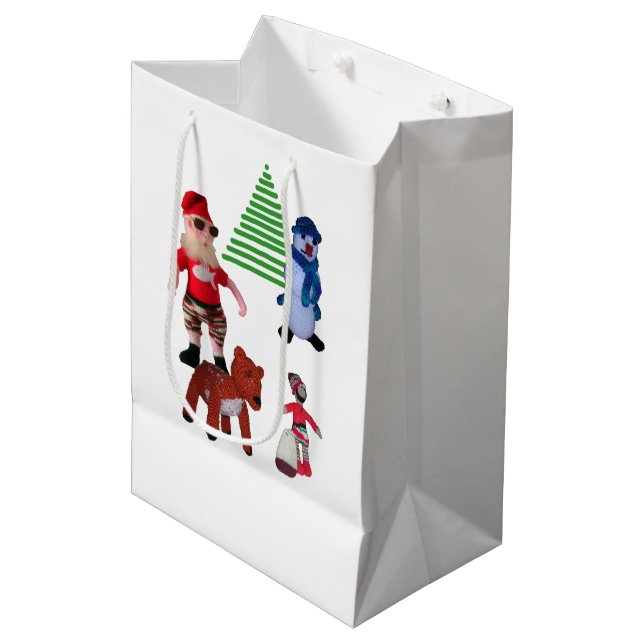 Gift Bag - Christmas Dolls and Holly (Framsidan Vinklad)