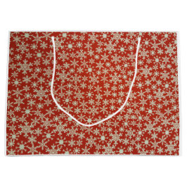 GIFT BAG CHRISTMAS SNÖ FLAKES IN RED