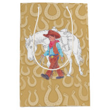 Gift Bag Cowboy och Horse Brown