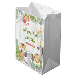 Gift Bag för första födelsedag med söta djur.