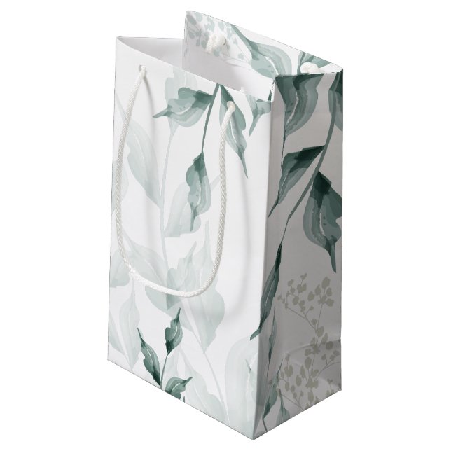 Gift Bag | Grayed Jade Grönt Botanical (Baksidan Vinklad)