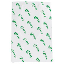 Gift Bag - Grönt och vita Polkagrisar