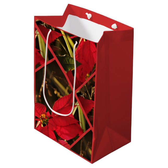 Gift Bag - Helgdag Poinsettia jul (Framsidan Vinklad)