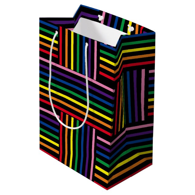 Gift Bag - Interlaced Rainbow Färgad Rosett band (Baksidan Vinklad)