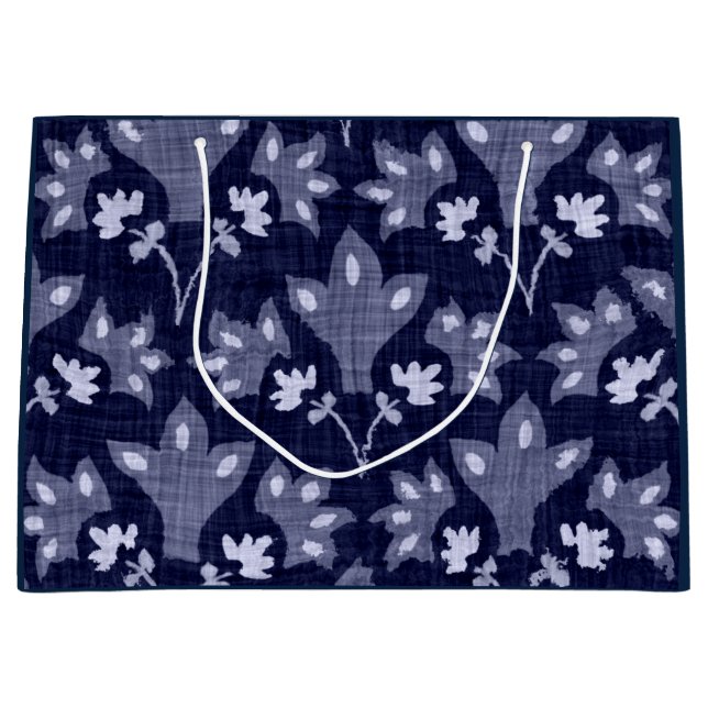 GIFT BAG JAPANESE ABSTRAKT BLOMMÖNSTER IN BLUE (Framsidan)