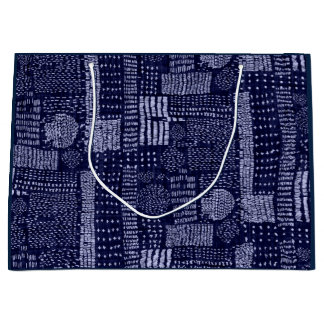 GIFT BAG JAPANESE GEOMETRIC MÖNSTER PÅ MÖRK BLÅTT