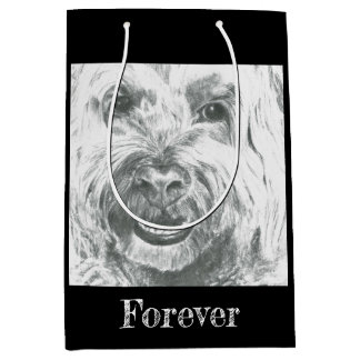 Gift Bag, Labradoodle, Black & White Art, Kärlek