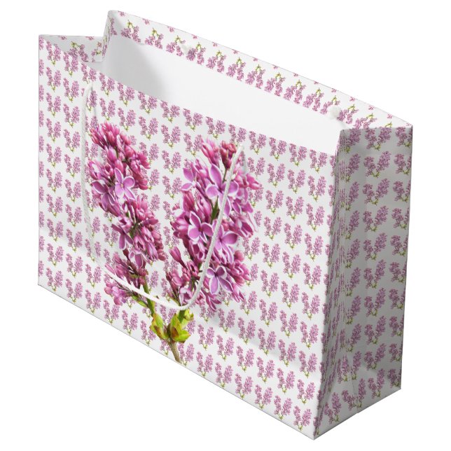 Gift Bag (LG) - Lilac-Blommar (Framsidan Vinklad)