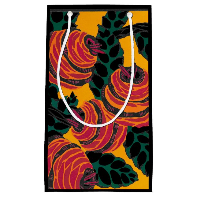 GIFT BAG MED ANTIQUE CHINESE MÖNSTER I GULT (Framsidan)