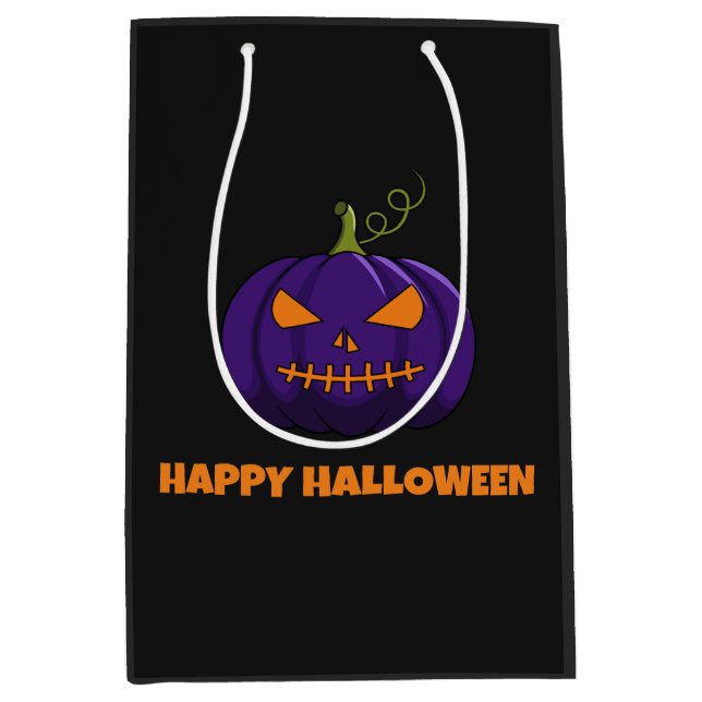 Gift Bag med Lila Pumpkin, Happy halloween (Framsidan)
