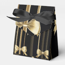 Gift Bag med lock och Golden Bow - svart bas