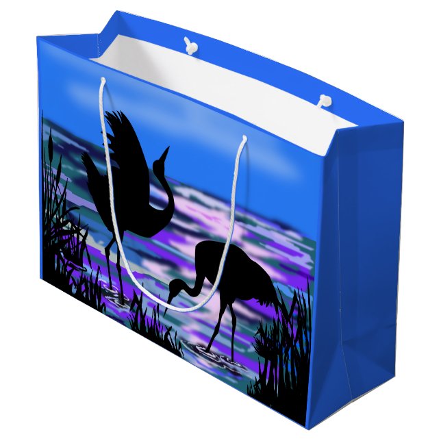 Gift Bag med tranes Bird vid Sunset Sjö (Baksidan Vinklad)