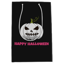 Gift Bag med vit Pumpkin, Rosa Happy halloween