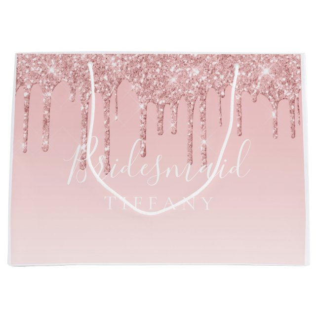 Gift Bag - Rosa Glitter Drip Bridesmaid (Framsidan)