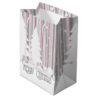 Gift Bag - Rosa & Grått - Träd och stjärnor