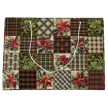 Gift Bag Rustic jul Play Patchwork Red