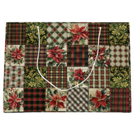 Gift Bag Rustic jul Play Patchwork Red