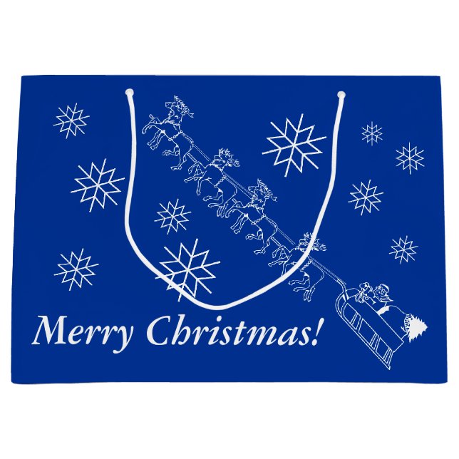 Gift Bag - Santa and Sleigh i Snö (LRG) (Framsidan)