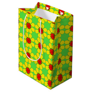 Gift Bag - Stiliserade Daisy på Grönt