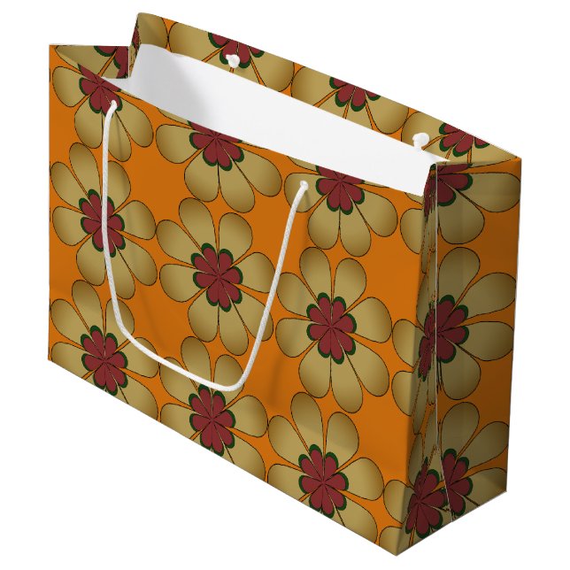 Gift Bag - Stiliserade Daisy på Orange (Framsidan Vinklad)