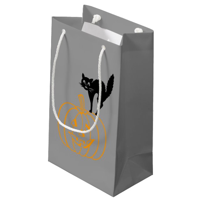 Gift Bag - Svart katt och Pumpkin (Baksidan Vinklad)