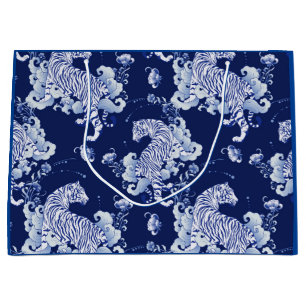 GIFT BAG TIGERS IN CLOUUES IN BLUE