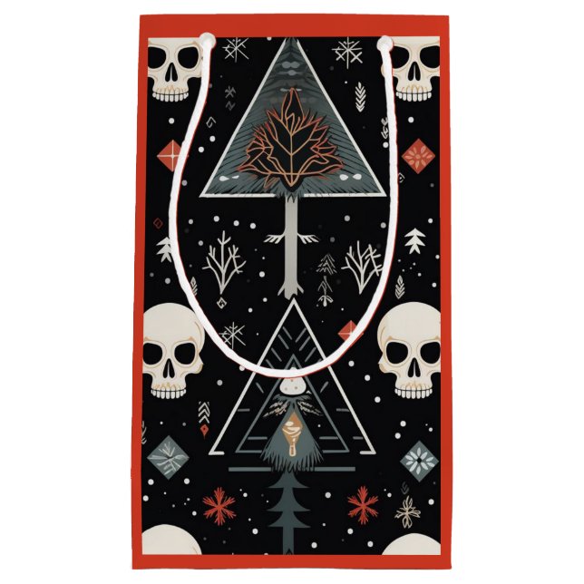 Gift Bag - Träd & Skull (Orange/röd) (Framsidan)