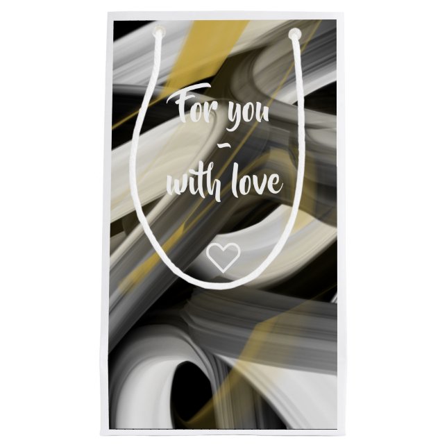 Gift Bag Trend Abstrakt Art Black White Guld (Framsidan)