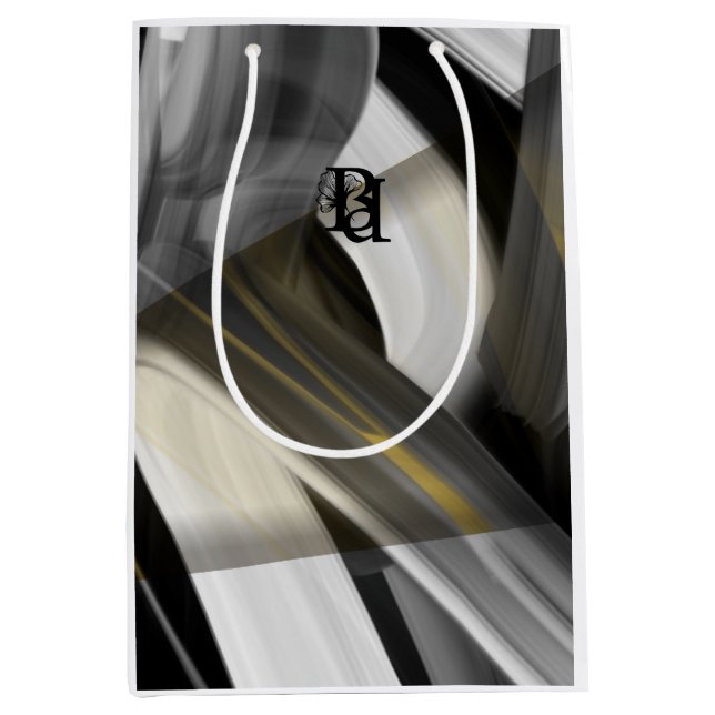Gift Bag Trend Abstrakt Art Black White Guld (Framsidan)