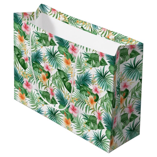 Gift Bag-Tropical Blommigt (Framsidan Vinklad)
