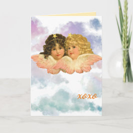 GIFT BAG TWIN ANGELS IN PASTELS  KORT