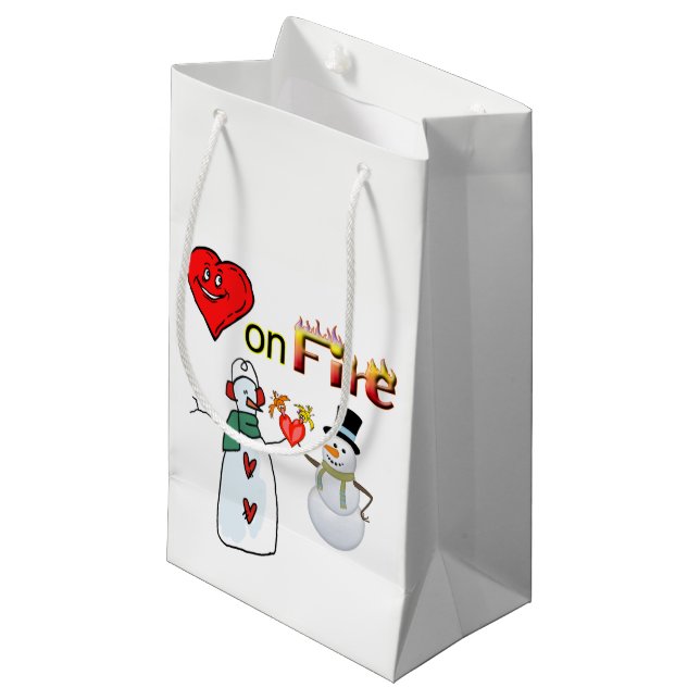Gift Bag Valentines hjärtbrand Snögubbe (Framsidan Vinklad)