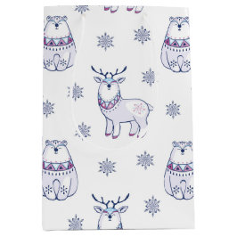 Gift Bag with Polar Bears and Reindeers