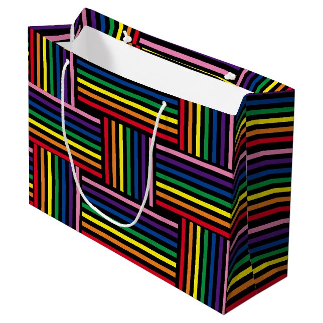 Gift Bag - Woven Rainbow Färgad Rosett band (Framsidan Vinklad)