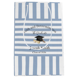 Gift Bags Blue White Stripe Graduation 2026