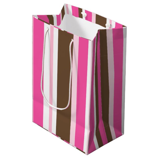 Gift Bags Brown & Pink Stripe  (Framsidan Vinklad)