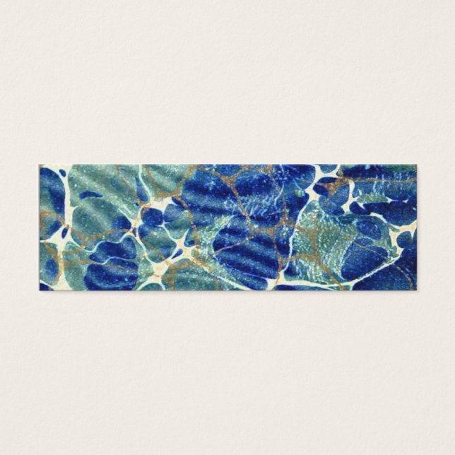 Gift Bok Blue Batik Marble Bookmark Litet Visitkort (Framsidan)