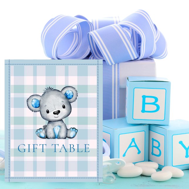 Gift Bord Cute Grått Bear Baby Shower Poster (Skapare uppladdad)