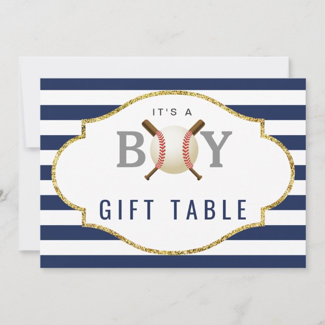 Gift Bord-tecken | Baseball Boy Baby Shower Inbjudningar (Framsida)