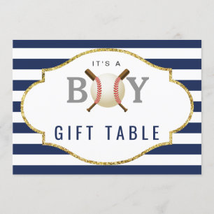 Gift Bord-tecken Baseball Boy Baby Shower Inbjudningar