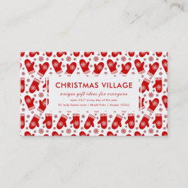Gift Boutique Red Mittens Ski eller julbyn Visitkort