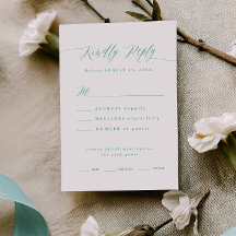 Gift Box Blue RSVP Calligraphy Menu Choice Card