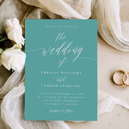 Gift Box Blue Wedding Calligraphy Invitation  Inbjudningar