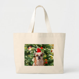 Gift Box för Santa Hat Bulldog Julgran Snögubbe Jumbo Tygkasse